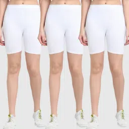 Gracit White Cotton Sports Shorts - Pack Of 3-image-1