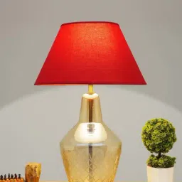 Kapoor E Illuminations 'Lolita' Maroon & Antique Gold Glass Table Lamp - Set of 1-22