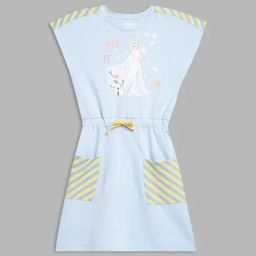 Blue Giraffe Kids Blue Cotton Printed Dress-image-86