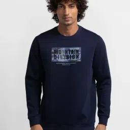 Spykar Navy Cotton Slim Fit Printed Sweatshirt-21