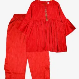 Kiddopanti Kids Red Solid Kurta with Pants-29