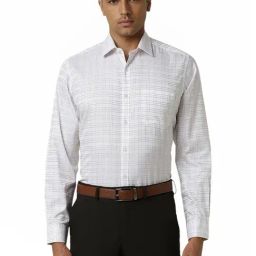 Van Heusen White Cotton Regular Fit Checks Shirt-image-72
