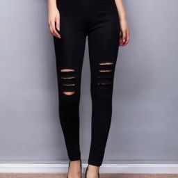 Miss Chase Black Denim Solid Jeans-picture-35