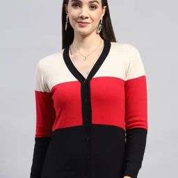 Monte Carlo Multicolor Wool Color-Block Cardigan-36