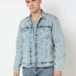 GAP Blue Regular Fit Solid Jacket-image-1