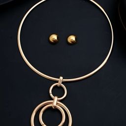 VOJ  Gold-Plated Stainless Steel Hasli Necklace With Studs-picture-29
