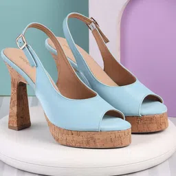 Mochi Textured Block Peep Toes with Buckles-3
