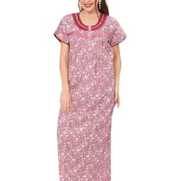 Ms.Lingies Women Pure Cotton Printed Maxi Nightdress-image-62