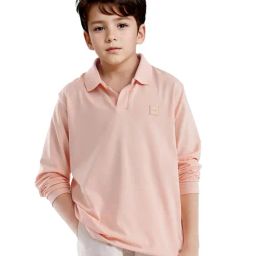 Rare Ones Boys Peach Cotton Solid Polo T-Shirt-image-42