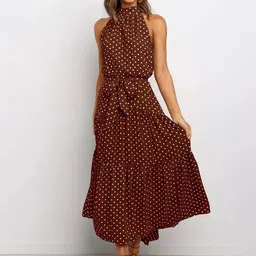 HERE&NOW Polka Dot Print Maxi Midi Dress-image-73