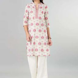 Rangmanch by Pantaloons White Printed Straight Kurta-image-60