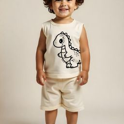 x2o Kids Pack Of 2 Animal Printed Sleeveless Pure Cotton T-shirt With Shorts-13