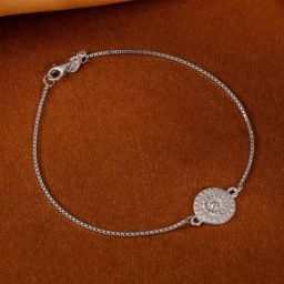 GIVA Silver Vintage Floral Men's Bracelet Rakhi-image-26