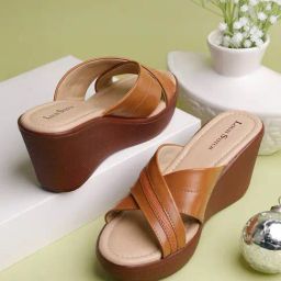 Louis Stitch Women's Tan Cross Strap Wedges-picture-7