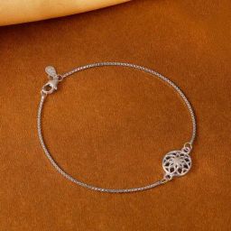 GIVA Silver Sphere Floral Men's Bracelet Rakhi-image-112