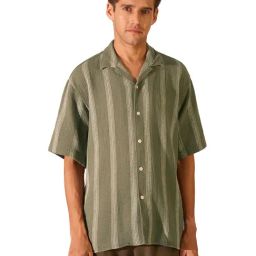 Selected Homme Green Cotton Regular Fit Striped Shirt-image-28