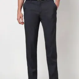 Peter England Grey Slim Fit Printed Trousers-image-78