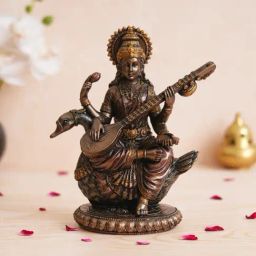 eCraftIndia Brown Polyresin Saraswati Idol-46