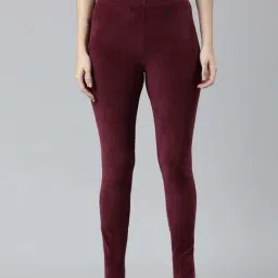 Go Colors Velour Ultra Warm Leggings For Women | Warmtech, Super Stretch, Maroon-image-5