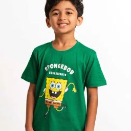Nap Chief Unisex Pale Green Cotton Character Based Spongebob T-Shirts-image-24