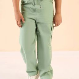 StyloBug Boys Green Cotton Cargo Pants-image-77