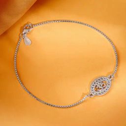 GIVA Silver Divine Om Men's Bracelet Rakhi-image-25