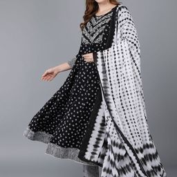 KALINI Women Bandhani Embroidered Empire Thread Work Pure Cotton Kurta with Trousers & With Dupatta-image-112