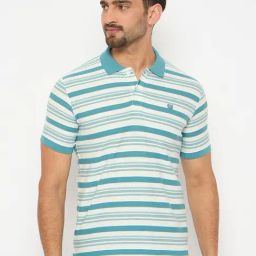Duke Blue Blended Slim Fit Striped Polo T-Shirt-picture-5