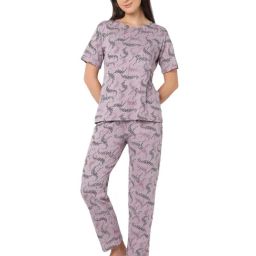 Smarty Pants Lilac Regular Fit Floral Print Pyjama Set-image-4