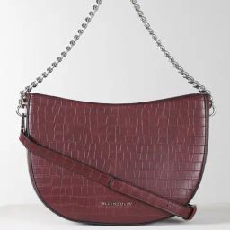Allen Solly Maroon Textured Medium Handbag-28