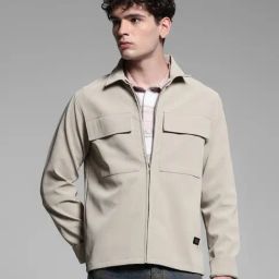 Jack & Jones Beige Polyester Regular Fit Solid Jacket-2