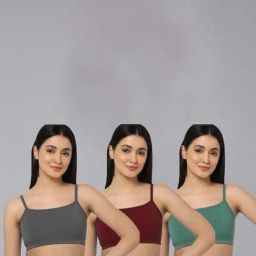 AROUSY Grey & Green Cotton Beginner's Bra - Pack Of 3-picture-40