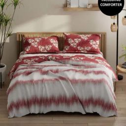 Bianca Classic Feel Blush & Burgundy 152 TC Double Fitted Bedsheet & Comforter With 2 Pillow Covers-image-9
