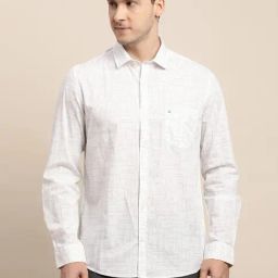 Turtle Off White Cotton Slim Fit Printed Shirt-image-90