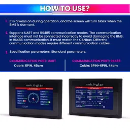 AmiciSolar Touch Display 10.92 cm (4.3 inch) for DALY BMS with UART Port, Black image 3