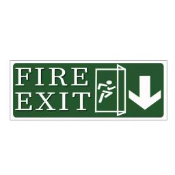 OISPL 6x12 inch Green and White ABS Fire Exit Down Arrow Signage Board, OIS-FS-011-4