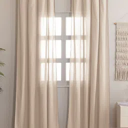 HOMEMONDE Beige Set of 2 Sheer Window Curtain-image-65