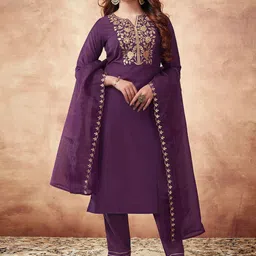SKYLEE Women Floral Embroidered Kurta with Trousers & Dupatta-picture-18