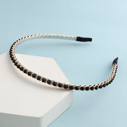 SOHI Women Onyx Black Embellished Beaded-Chain Hairband-48