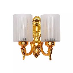 Fos Lighting Traditional Double Wall Sconce Light with Frosted Hand-Cut Glass Gold Finish 40 W-picture-3