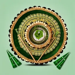 ME & YOU Green & Maroon Stainless Steel Mehendi Ceremony Thali Set With 4 Cones For Brides-picture-52