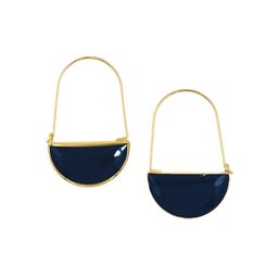 NILA Gold-Plated Artificial Stones Studded Contemporary Hoop Earrings-image-32