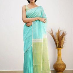CANBIA Woven Design Zari Banarasi Saree-image-3