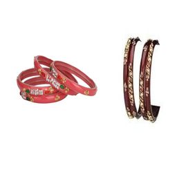 SOMIL Set of 8 Orange Alloy Bangles-image-83