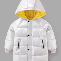 Kookie Kids Full Sleeves Padded Winter Jacket Solid Colour - White-picture-18