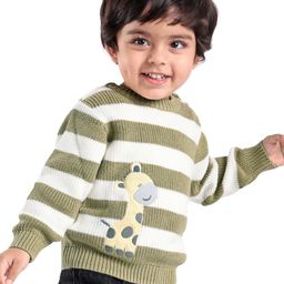 Babyoye 100%  Cotton Knit Full Sleeves Pullover With Giraffe  Design - Multicolour-picture-16