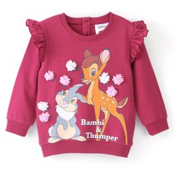 Babyhug Cotton Knit Full Sleeves Sweatshirt with Bambi & Thamper Graphic Print - Maroon-image-96