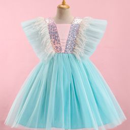 Mark & Mia Sleeveless Party Frock With Sequine Detailing - Blue-image-32