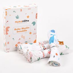 Moms Home Organic Cotton  Baby Muslin Swaddle  - Pack of 4 - Multicolor-image-29