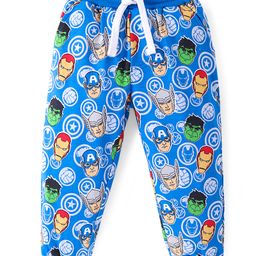 Babyhug Marvel Cotton Looper Knit Full Length Lounge Pant Avengers Print - Blue-image-19